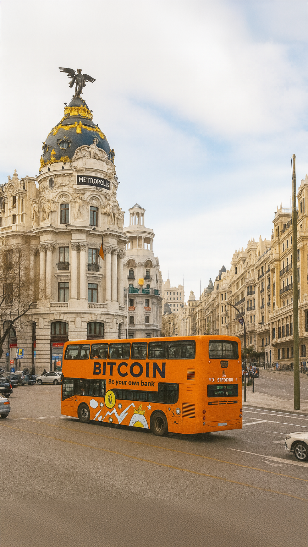 Autobús publicitario de Bitcoin en Madrid